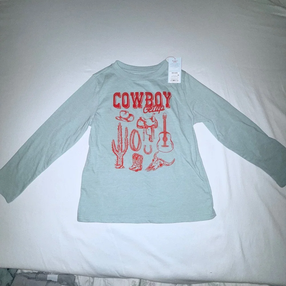 Cat & Jack Graphic Tee 2-Pk Bundle Kids XS 4/5 Blue Green NEW Cowboy Basketball